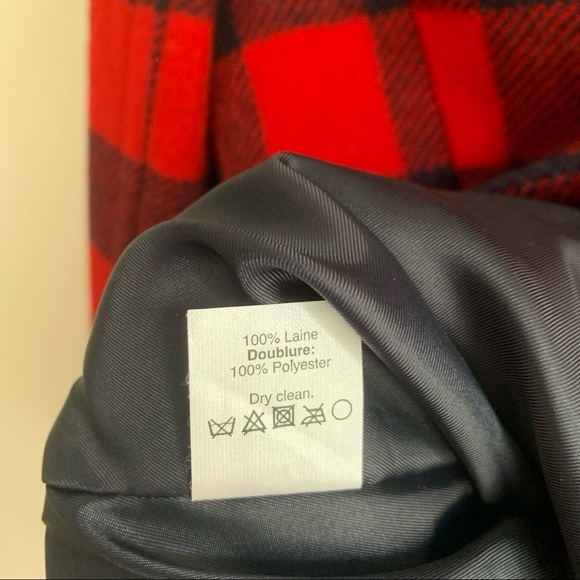 J Crew Red and Navy Buffalo Check Peacoat - Picture 6 of 7